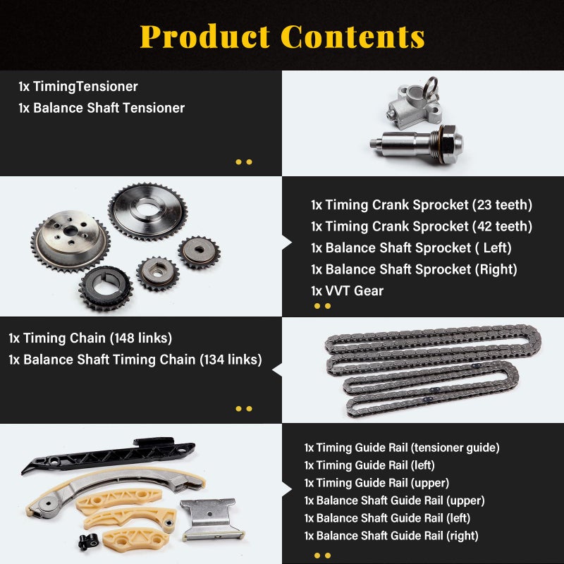 OCPTY Timing Chain Kit fit for Tensioner Guide Rail Crank Sprocket Replacement for Chevy for Buick for GMC for Pontiac for Saturn Equinox HHR Terrain G6 Saab 2011-2015 2006-2013 2.0 2.2 2.4L 9-4201S - Image 2